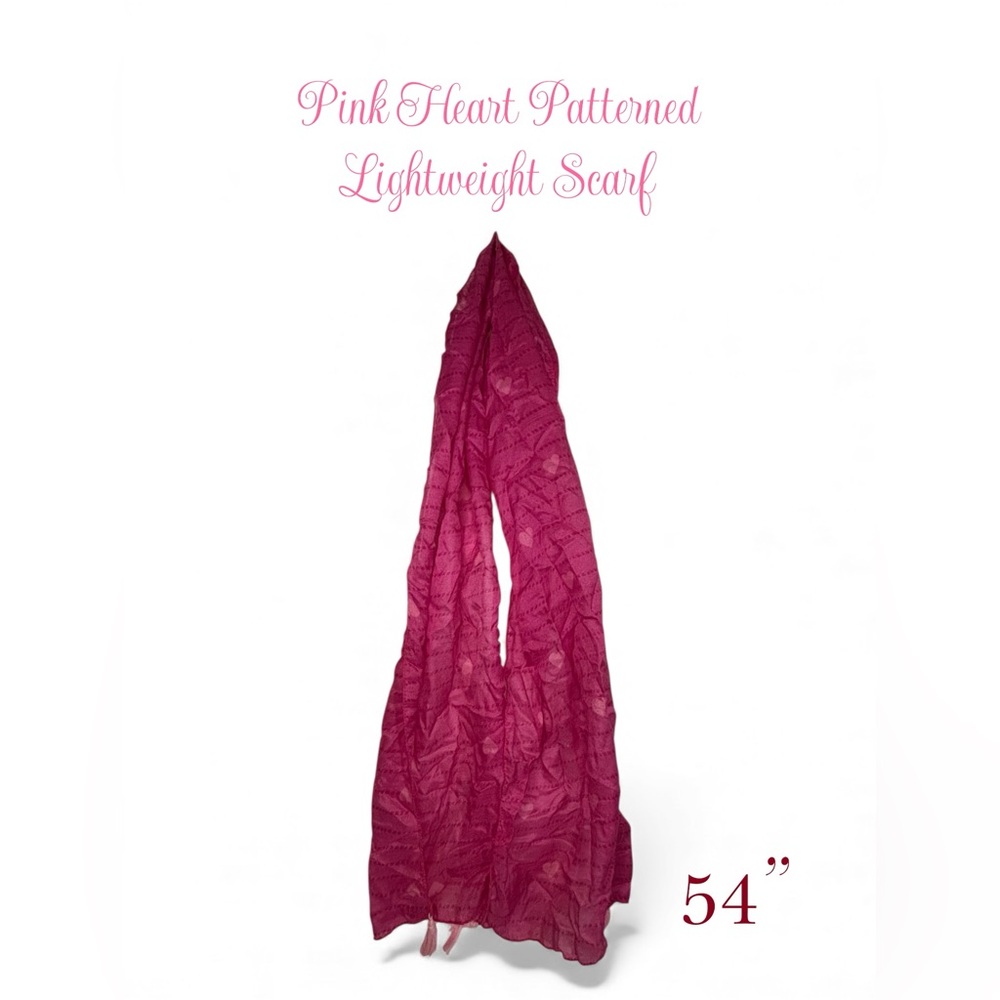 Pink Lightweight Heart Scarf | Soft & Elegant | 54” Length